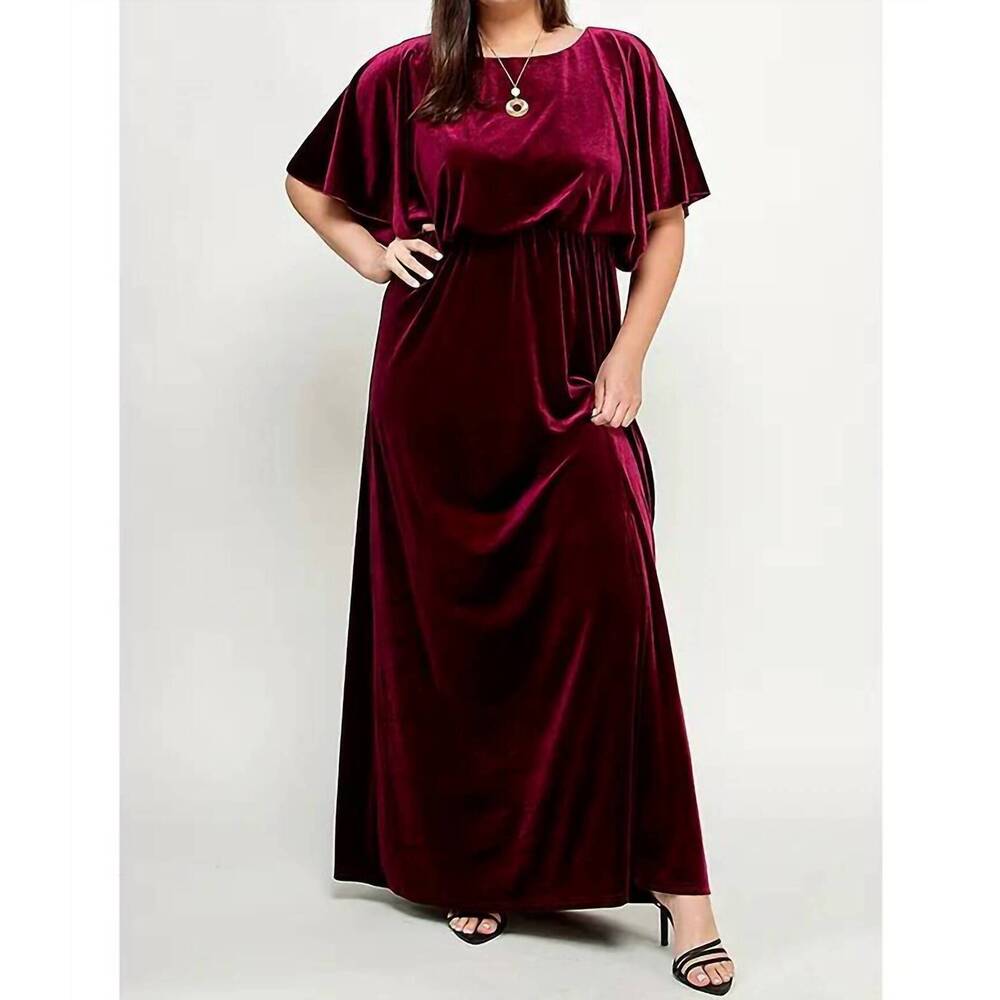 NEW SEE AND BE SEEN velvet maxi dress in burgundy